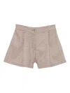 Twinset Houndstooth Pleated Shorts In Burgundy