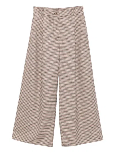 Twinset Kids' Houndstooth Trousers  In Pink