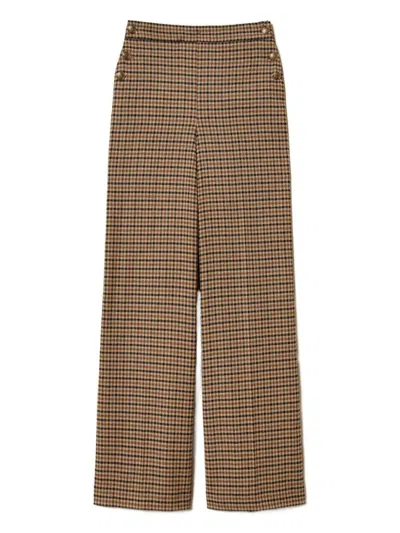 TWINSET HOUNDSTOOTH WIDE-LEG TROUSERS WITH TAILORED FIT