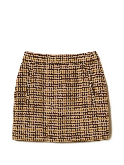 Twinset Houndstooth-jacquard Short Skirt In Multi