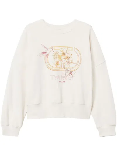 Twinset Hummingbird-print Sweatshirt In White