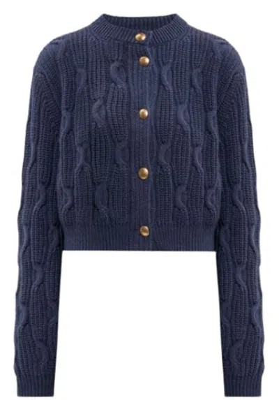 Twinset Twin-set Indigo Cable-knit Cardigan In Blue