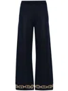 Twinset Intarsia-knit Straight Trousers In Blue