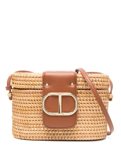 Twinset Interwoven-design Mini Bag In Neutrals