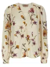 Twinset V-neck White Shirt With Floral Print
