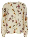 Twinset V-neck White Shirt With Floral Print