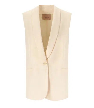 TWINSET IVORY SINGLE-BREASTED VEST