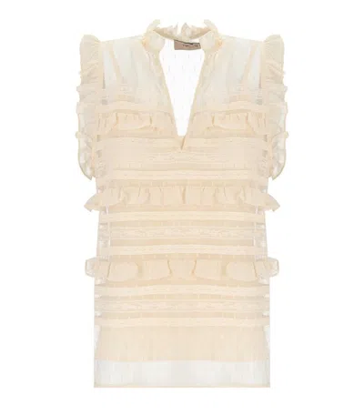 TWINSET TWINSET  IVORY TULLE AND LACE TOP