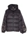 Twinset Embroidered-sleeve Padded Jacket In Black