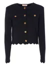 Twinset Buttoned-up Scalloped Jacket In Black