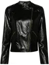 Twinset Zipped Faux Leather Biker Jacket In Black  