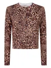 Twinset Twin-set Cropped Leopard Print Jacket With Button-down Front In Brown