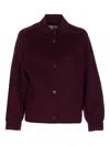 Twinset Double-faced Bomber Jacket With High Collar In Purple