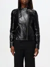 Twinset Zipped Faux Leather Biker Jacket In Schwarz