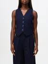 Twinset Lurex-detail Pinstriped Waistcoat In Blau