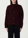 Twinset Snap-button Crew-neck Jacket In Burgundy