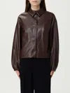 Twinset Blouson Effet Cuir Avec Col Chemise In Blue