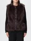 Twinset Twin-set Faux Fur Vest With Leather Back In Gray