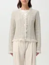 Twinset Twin-set Jacquard Lurex Gold Knitted Jacket In Weiss