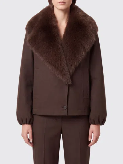 Twinset Casual Collared Jacket In Brown