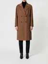 Twinset Double-breasted Coat In Brown