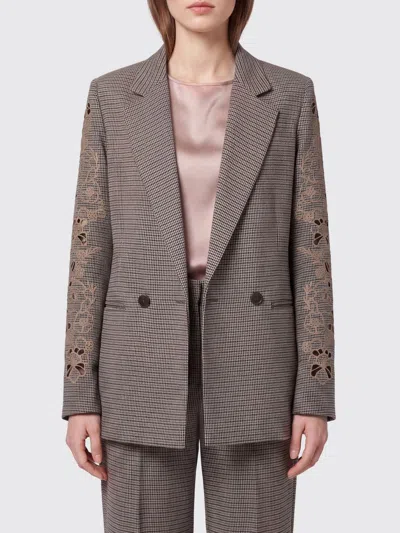 Twinset Jacket Woman Color Brown In Gray