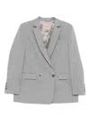 Twinset Double-breasted Pinstripe Blazer With Structured Shoulders In Gray