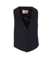 Twinset Sleeveless V-neckline Jacket Back Slit In Black