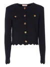 Twinset Buttoned-up Scalloped Jacket In Black