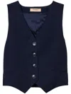 Twinset Lurex-detail Pinstriped Waistcoat In Blue