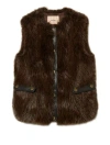 Twinset Twin-set Faux Fur Vest With Leather Back In Brown