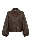 Twinset Blouson Effet Cuir Avec Col Chemise In Brown