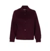 Twinset Snap-button Crew-neck Jacket In Burgundy