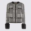 Twinset Houndstooth Pattern Jacket With Faux Fur Accents In Black