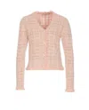 Twinset Jacquard Lurex Knit Jacket In Pink
