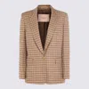 Twinset Checked Blazer With Front Pockets And Long Sleeves In Brown