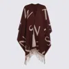 Twinset Alphabet-print Fringed Cape In Brown