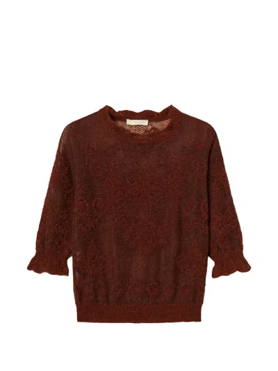 Twinset Jacquard Alpaca Blend Jumper In Brown