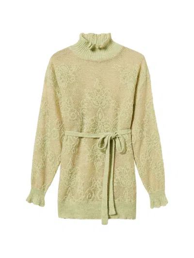 Twinset Twin Set Jacquard Alpaca-blend Sweater In Green