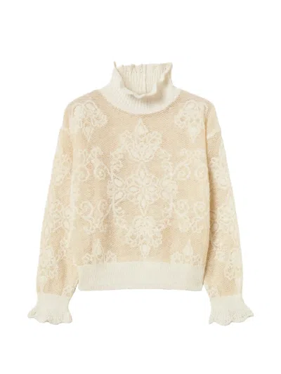 Twinset Jacquard Alpaca-blend Sweater In Neutral