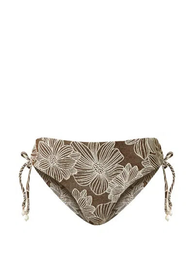 Twinset Jacquard Bikini Bottoms In Brown