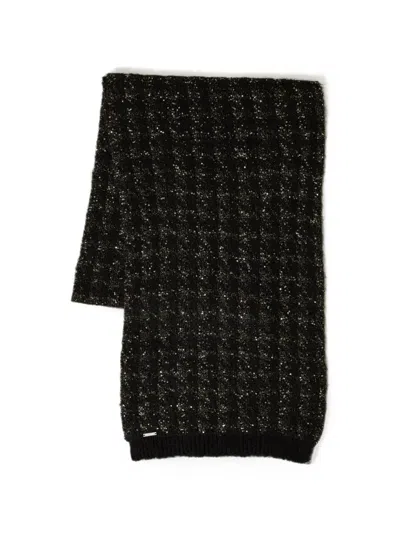 Twinset Jacquard Knit Scarf With Houndstooth Pattern In Purple