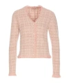 Twinset Jacquard Lurex Knit Jacket In Nude