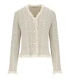 Twinset Twin-set Jacquard Lurex Gold Knitted Jacket In Gray