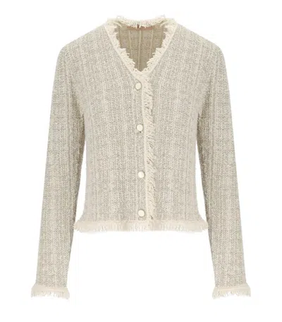 TWINSET TWINSET JACQUARD LUREX GOLD KNITTED JACKET