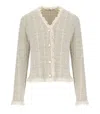 Twinset Twin-set Jacquard Lurex Gold Knitted Jacket In Beige