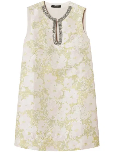 Twinset Jacquard Mini Dress In White