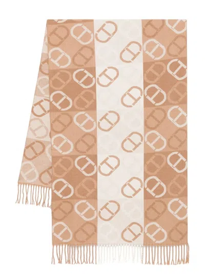 Twinset Jacquard-oval T Scarf In Beige