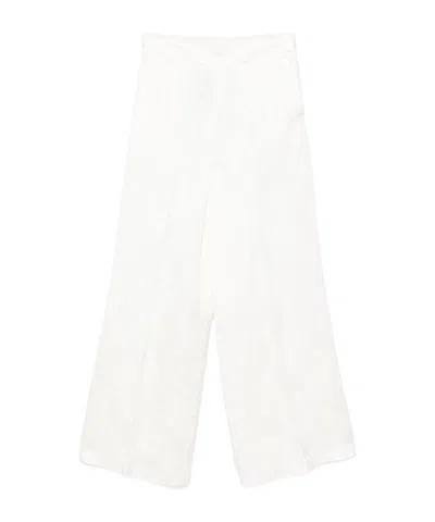 Twinset Jacquard Palazzo Pants In White
