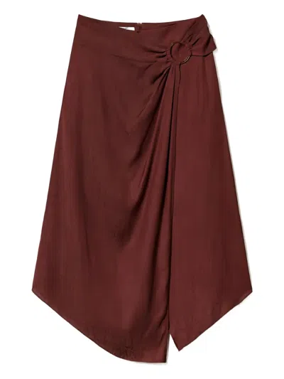 Twinset Jacquard Ring-detail Midi Skirt In Brown